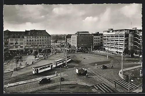 AK Kiel, Partie an der Holstenbrücke mit Strassenbahn