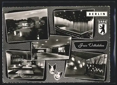 AK Berlin, Freie Volksbühne, Innen- und Aussenansichten