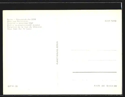AK Berlin, Blick vom Fernsehturm auf die Stadt