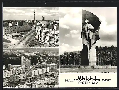 AK Berlin, Leninplatz, Denkmal, Strassenpartie