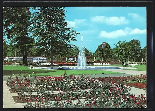 AK Berlin-Treptow, Rosengarten mit Springbrunnen