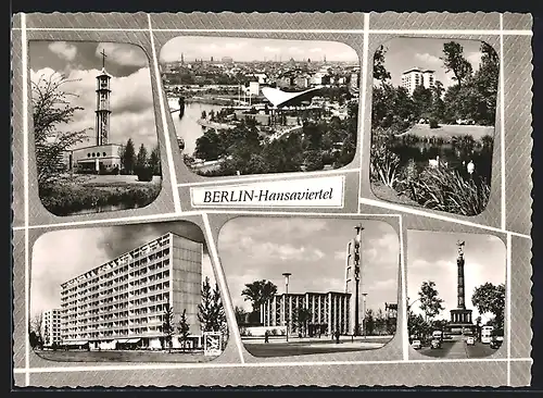 AK Berlin-Hansaviertel, Siegessäule, Kirche, Ortspartie