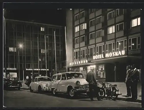 AK Karl-Marx-Stadt, Strasse der Nationen mit Hotel Moskau