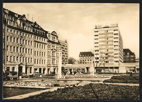 AK Leipzig, Sachsenplatz mit Hochhäusern