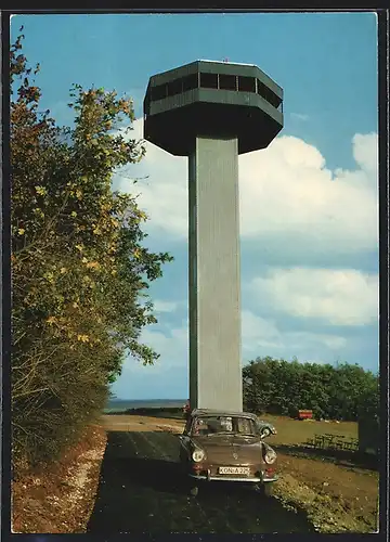 AK Zimmerau-Sternberg, Aussichtsturm am Büchelberg, VW-Automobil