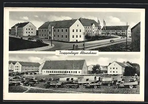 AK Altneuhaus, Truppenlager, viele LKW und Pritschen-Wagen