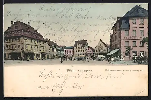 AK Fürth, Königsplatz mit Gasthaus