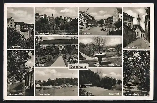 AK Dachau, Zieglerbräu, Stadtplatz, Schloss, Karlsberg
