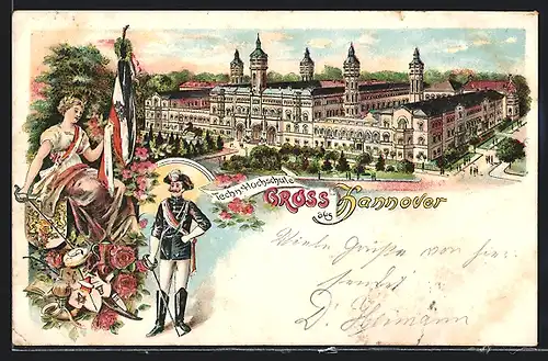 Lithographie Hannover, Blick auf die Techn. Hochschule