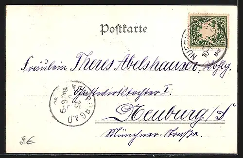 Passepartout-Lithographie Nürnberg, Hallerthor-Partie im Eichenblatt