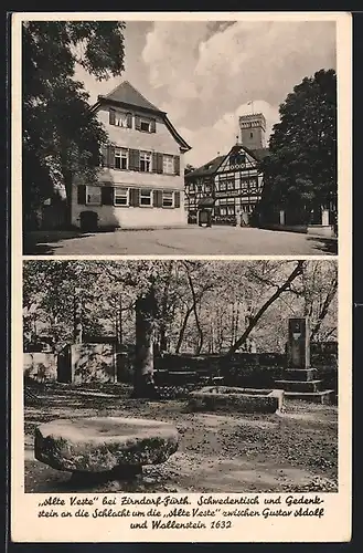 AK Zirndorf-Fürth, Alte Veste, Schwedentisch und Gedenkstein