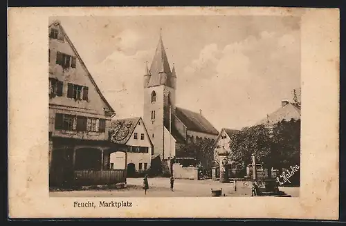 AK Feucht, Marktplatz mit Kirche