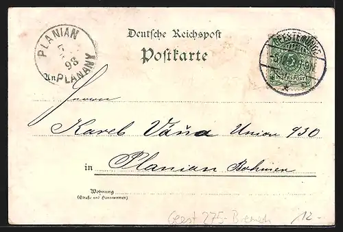 Lithographie Geestemünde, Fischereihafen, Rathaus, Borriesstrasse