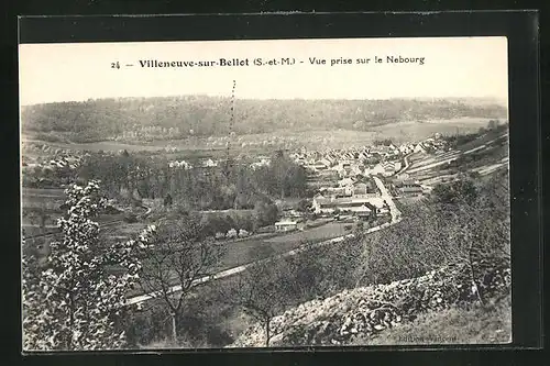 AK Villeneuve-sur-Bellot, Vue prise sur le Nebourg