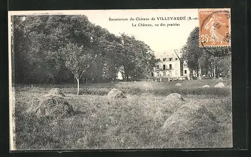 AK Villevaudè, Le Chateau, vu des prairies