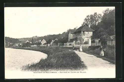 AK Saint-Jean-les-Deux-Jumeaux, Vue prise du Chemin de Halage