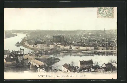 AK Montereau, Vue gènèrale prise de Surville