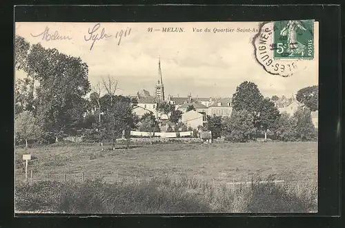 AK Melun, Vue du Quartier Saint-Aspais