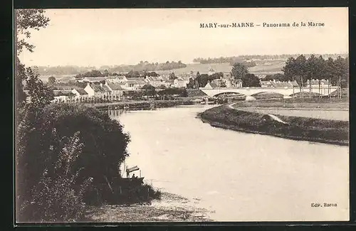 AK Mary-sur-Marne, Panorama de la Marne