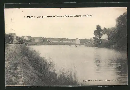 AK Misy, Bords de l`Yonne - Cafè des Enfants de la Gaule