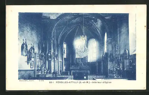 AK Férolles-Attilly, Intérieur d'Eglise