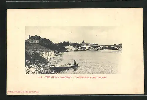 AK Verdun-sur-le-Doubs, Vue Générale et Pont National