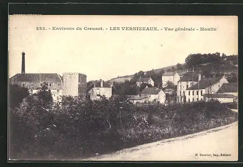AK Les Vernizeaux, Vue générale, Moulin