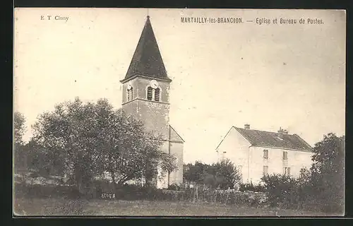 AK Martailly-les-Brancion, Eglise et Bureau de Postes