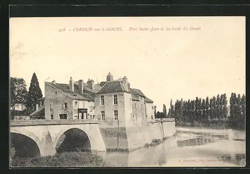 AK Verdun-sur-le-Doubs, Pont Saint-Jean et les bords du Doubs