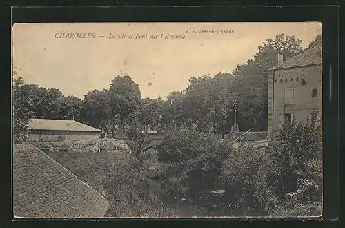 AK Charolles, Lavoir et Pont sur l`Arconce