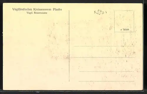 AK Plauen, Vogtländisches Kreismuseum, Vogtländische Bauernstube, Innenansicht