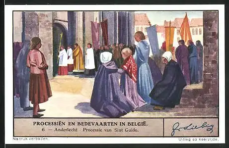 Sammelbild Liebig, Processien en Bedevaarten in Belgie, 6. Anderlecht: Processie van Sint Guido
