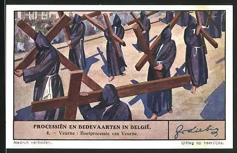 Sammelbild Liebig, Processien en Bedevaarten in Belgie, 4. Veurne: Boetprocessie van Veurne