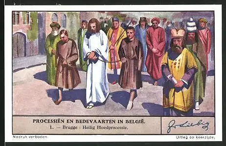 Sammelbild Liebig, Processien en Bedevaarten in Belgie, 1. Brugge: Heilige Bloedprocessie