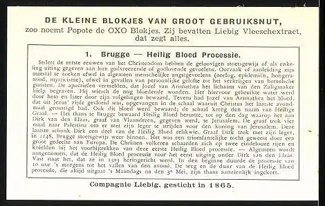 Sammelbild Liebig, Processien en Bedevaarten in Belgie, 1. Brugge: Heilige Bloedprocessie