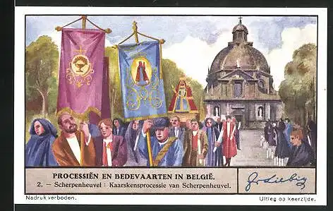 Sammelbild Liebig, Processien en Bedevaarten in Belgie, 2. Scherpenheuvel: Kaarskensprocessie van Scherpenheuvel