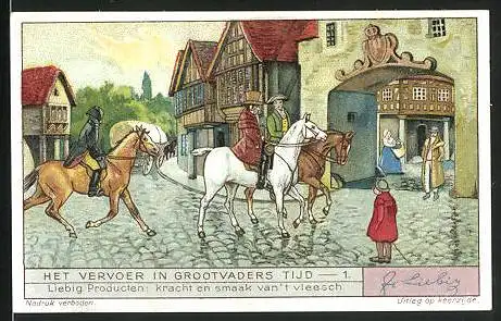 Sammelbild Liebig, Het Vervoer in Grootvaders Tijd 1., Reiter