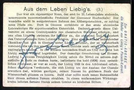 Sammelbild Liebig, Aus dem Leben Liebig`s, 3. Liebig im Laboratorium zu Giessen