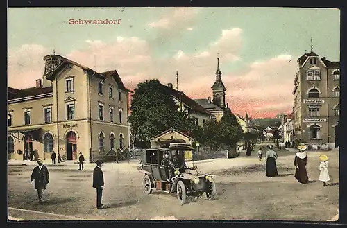 AK Schwandorf, K. Postamt, Bahnhofstrasse, Auto