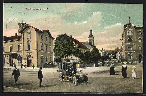 AK Schwandorf, K. Postamt, Bahnhofstrasse, Auto