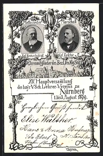 AK Nürnberg, XIV. Hauptversammlung des bayr. V. Sch. Lehrer-Vereins 1. bis 3. August 1899, Methsieder, Marschall
