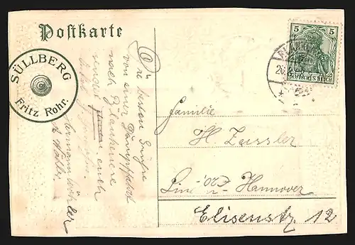 Passepartout-Lithographie Hamburg-Altona, Süllberg, Wappen