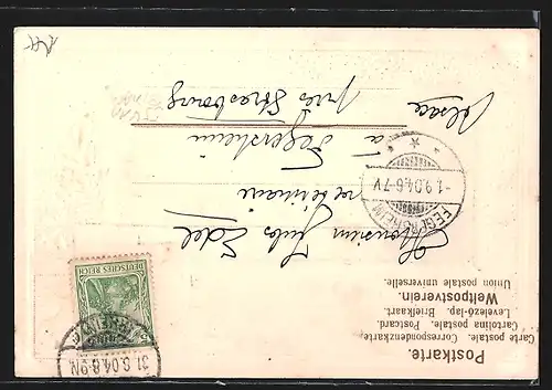 Passepartout-Lithographie Bingen, Stadtansicht mit Bingerbrück, Wappen