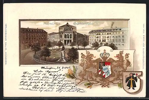 Passepartout-Lithographie München, Gärtnertheater am Gärtnerplatz, Wappen