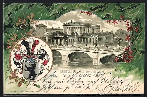 Passepartout-Lithographie Berlin, National Gallerie, Wappen