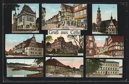 AK Celle, Museum, Rathaus, Poststrasse, Zöllnerstrasse