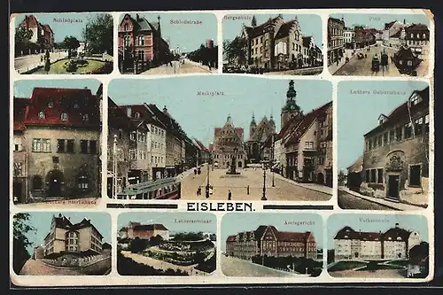 AK Eisleben, Luthers Geburts- und Sterbehaus, Schloss-Strasse, Schlossplatz