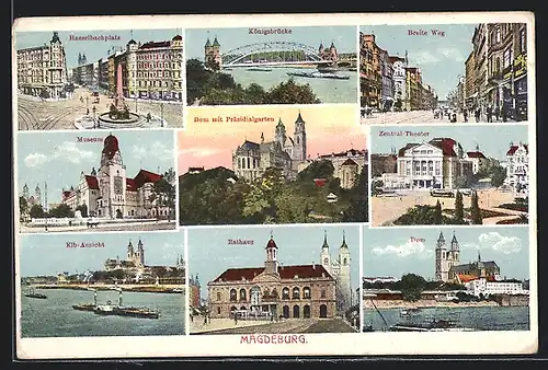 AK Magdeburg, Königsbrücke, Rathaus, Museum