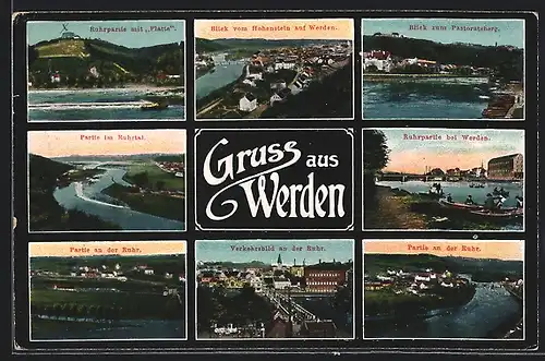 AK Werden, Ruhrpartie mit Platte, Ruhrpartie bei Werden