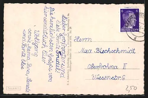 AK Marienberg i. Sa., Zschopauer Tor, Markt mit Rathaus, Roter Turm